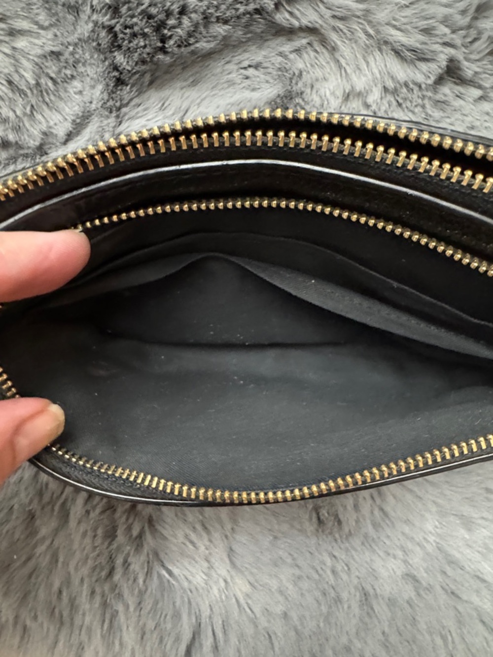 Coach Black Pebbled Leather Wristlet with Gold Accent - Picture 5 of 8